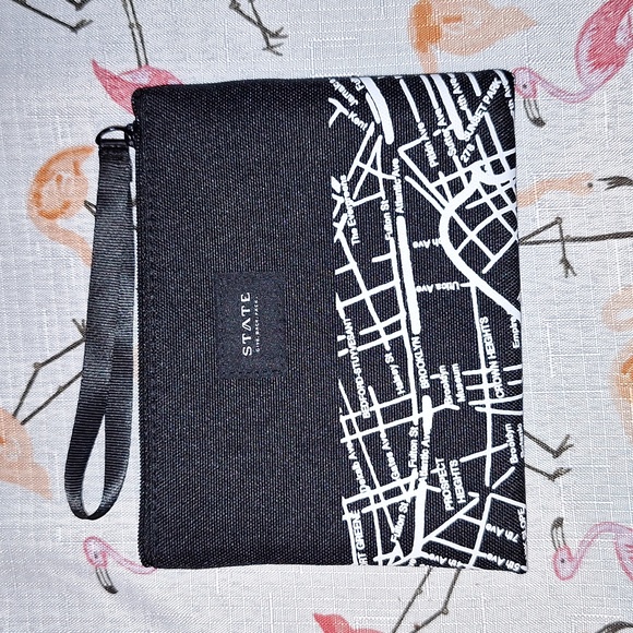 STATE Handbags - 📍State Bags X American Airlines NYC map toiletries/cosmetics/makeup clutch bag